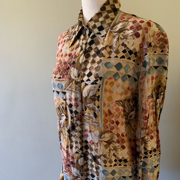 Vintage Silk Abstract Print Blouse - Picture 4 of 5